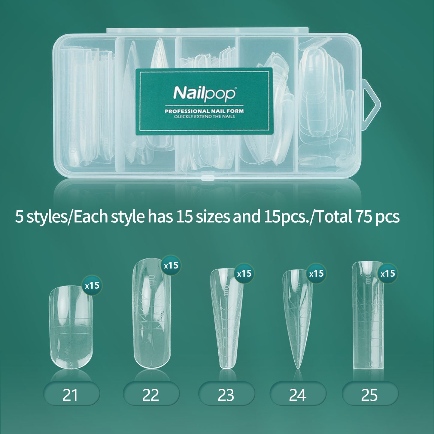 Nailpop Color Nail Dual Forms Set Full Nail Forms for Polygel Reusable Nail Tips Nail Extension Forms Acrylic Nail Dual Forms
