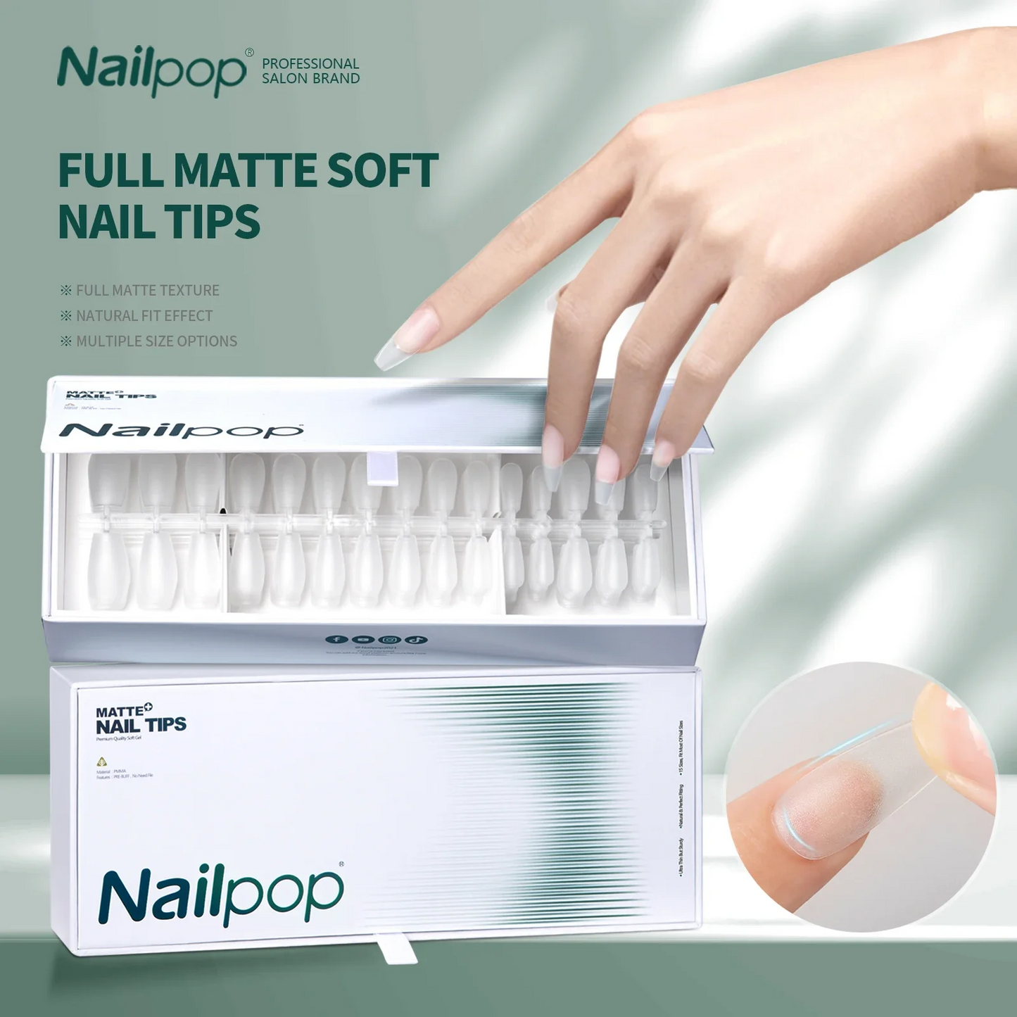 Soft Nail Tips Full Matte Short Coffin Fake Tips with Box for Soak Off Nail Extension 480pcs OEM ODM
