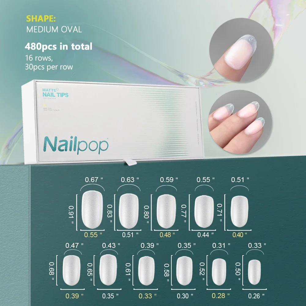 Soft Nail Tips Full Matte Short Coffin Fake Tips with Box for Soak Off Nail Extension 480pcs OEM ODM