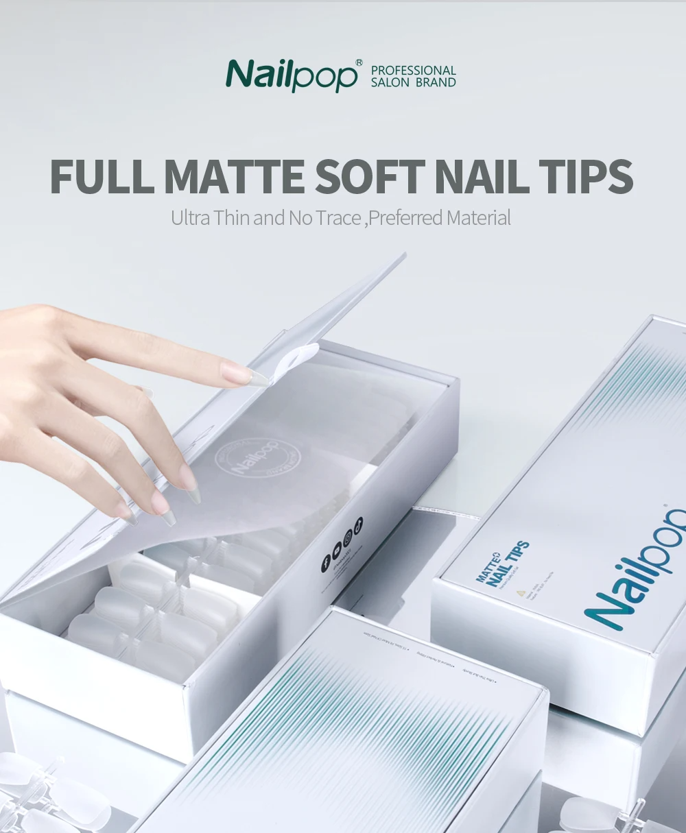 Soft Nail Tips Full Matte Short Coffin Fake Tips with Box for Soak Off Nail Extension 480pcs OEM ODM
