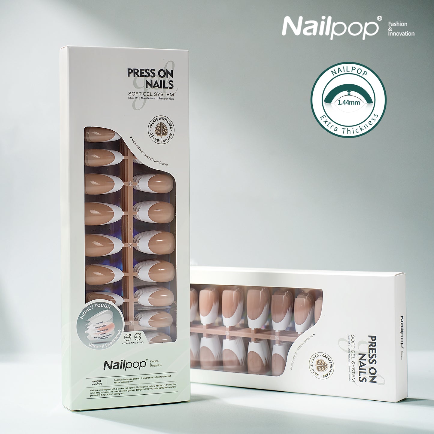 Nailpop 140pcs Multi-Colors French Press on Nails Clear Nude Pink Soft Fake Nails Full Cover Nail Extension Tips for Home DIY