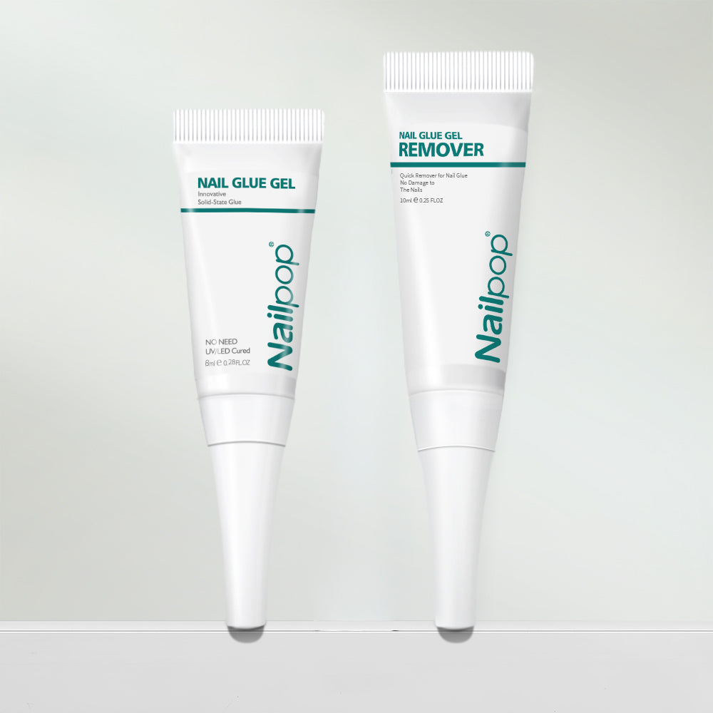 Quick Drying Solid Nail Glue with Remover for Press On Nails Tips No Need for UV Lamp Long Lasting Fake Nails Glue Kit