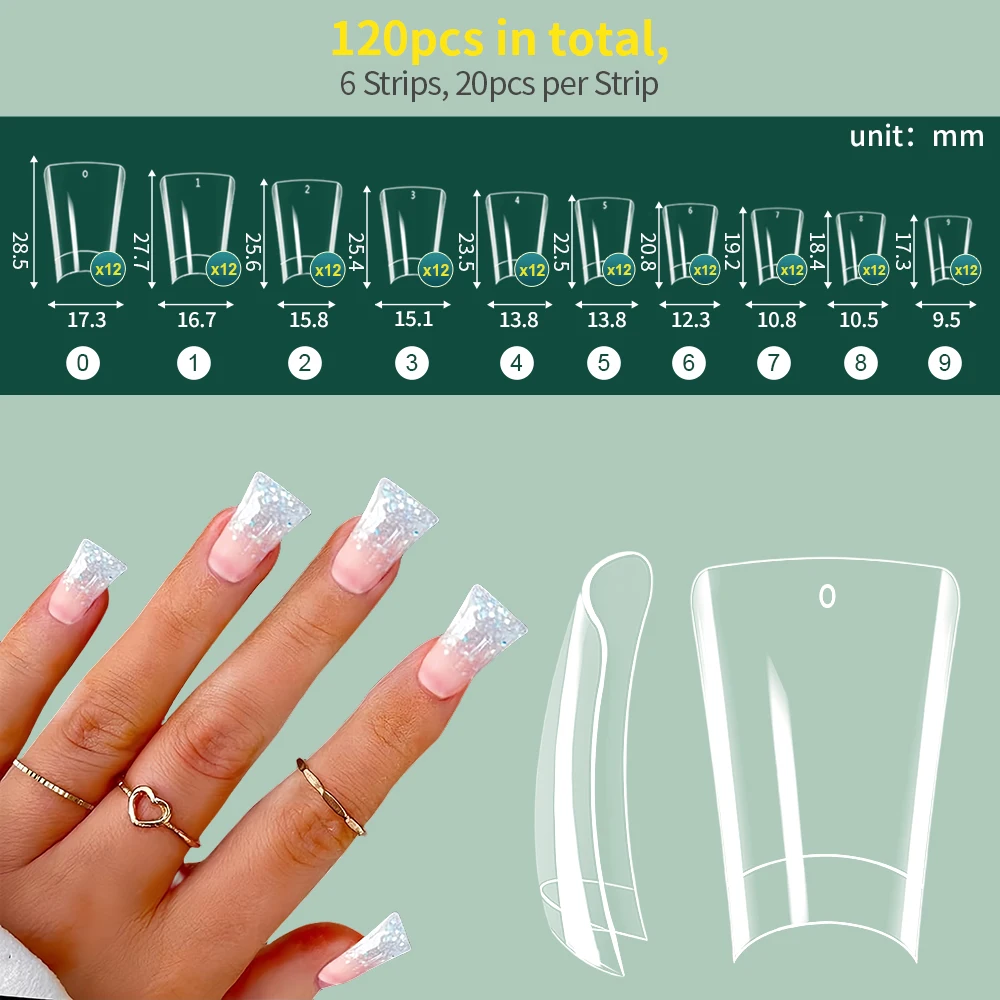 120pcs Duck Nail Tips for Acrylic Clear Nails Y2K Professional Half Cover C Curve Wide French False Nail Extension Tips 