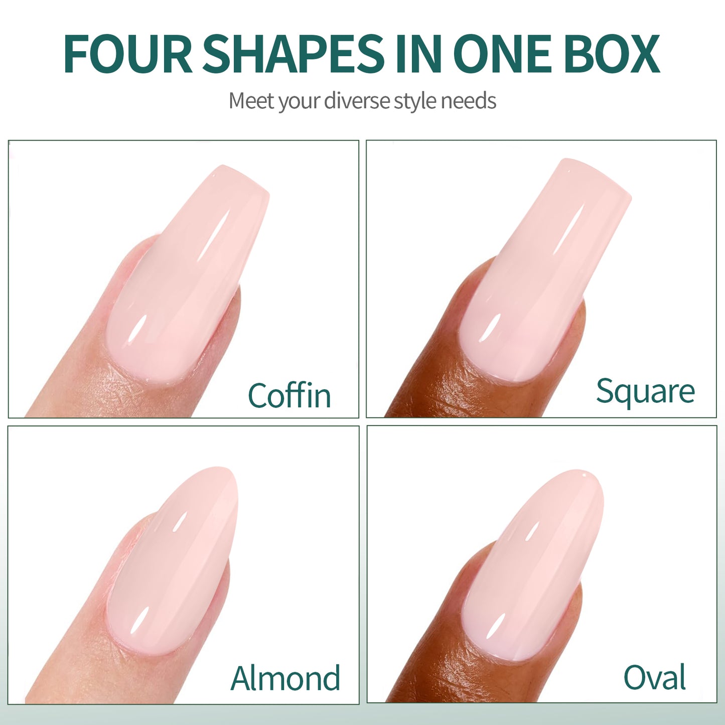 Nailpop 112Pcs Skin Tones Press on Nails Coffin Fake Nails 14 Sizes Nude Soft Gel Nail Tips Glossy Acrylic Nails No Need to File