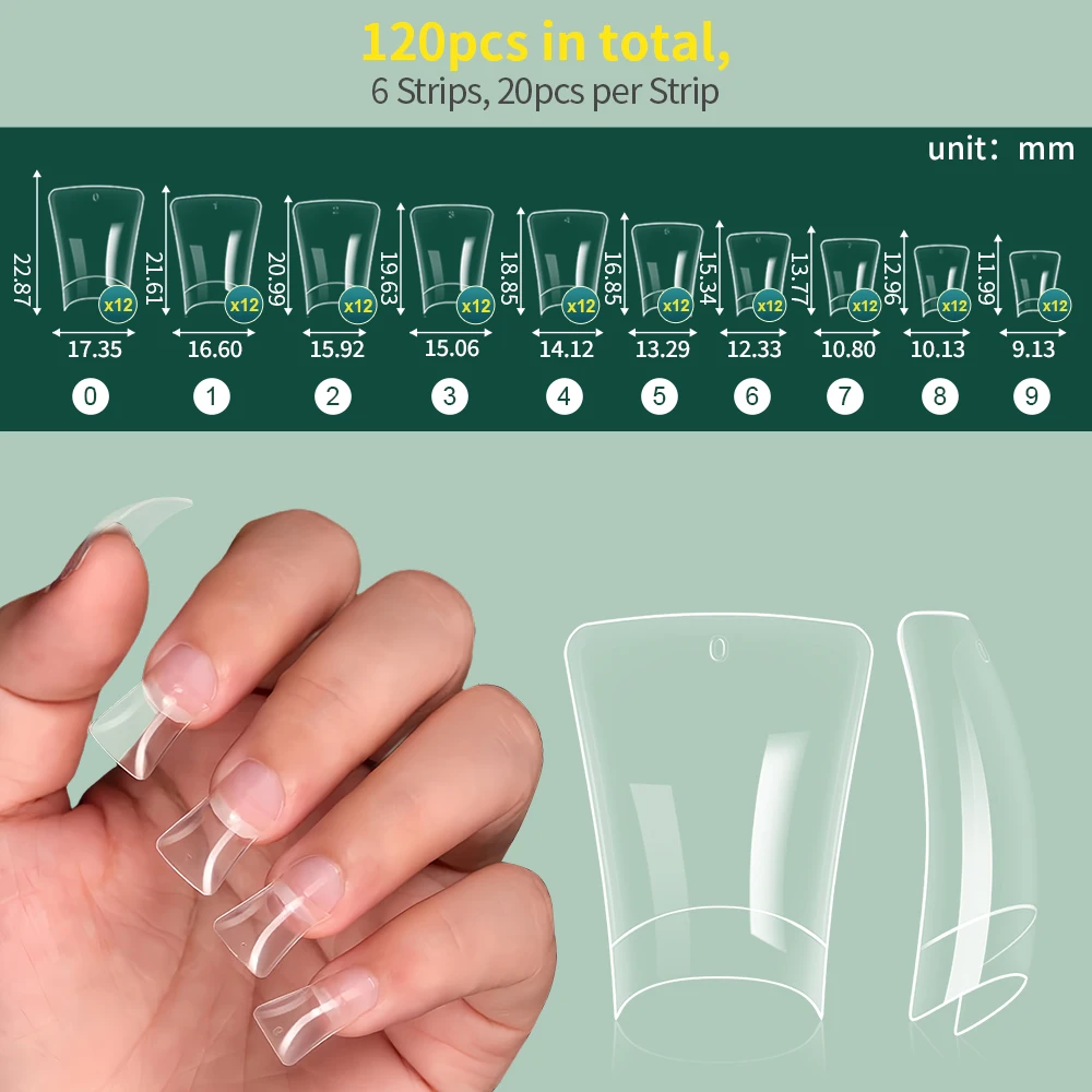 120pcs Duck Nail Tips for Acrylic Clear Nails Y2K Professional Half Cover C Curve Wide French False Nail Extension Tips 