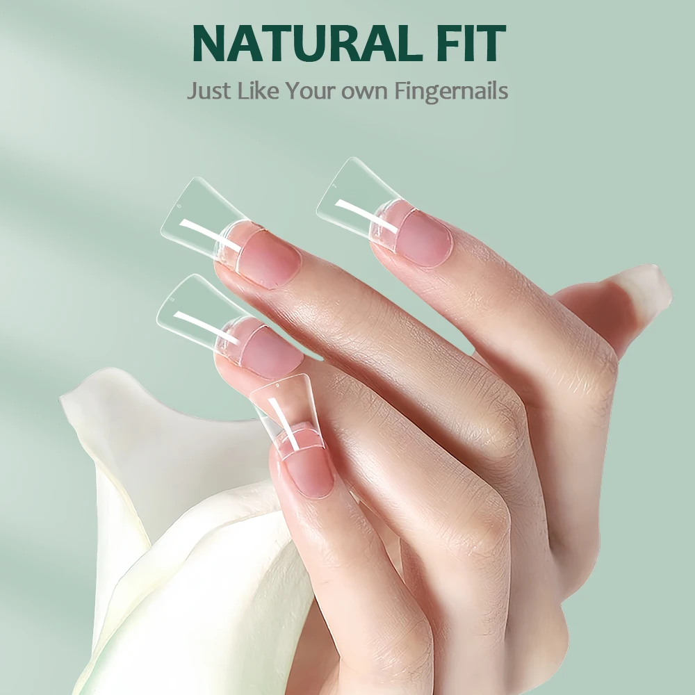 120pcs Duck Nail Tips for Acrylic Clear Nails Y2K Professional Half Cover C Curve Wide French False Nail Extension Tips 