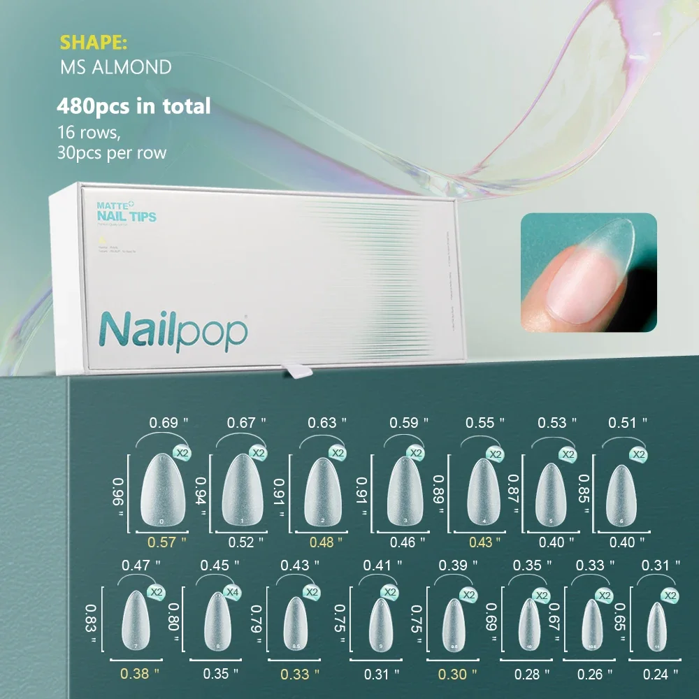 Soft Nail Tips Full Matte Short Coffin Fake Tips with Box for Soak Off Nail Extension 480pcs OEM ODM