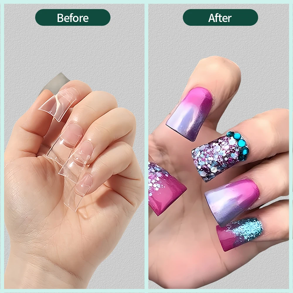 120pcs Duck Nail Tips for Acrylic Clear Nails Y2K Professional Half Cover C Curve Wide French False Nail Extension Tips 