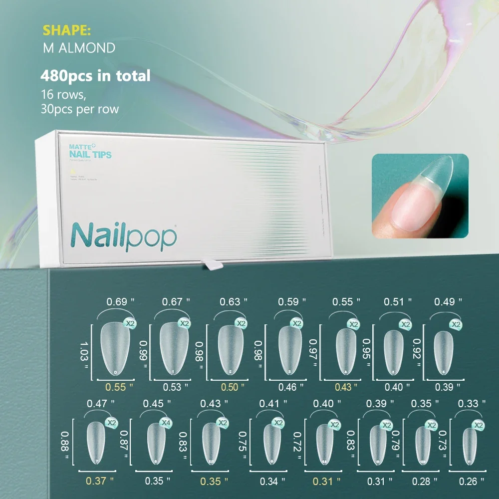 Soft Nail Tips Full Matte Short Coffin Fake Tips with Box for Soak Off Nail Extension 480pcs OEM ODM