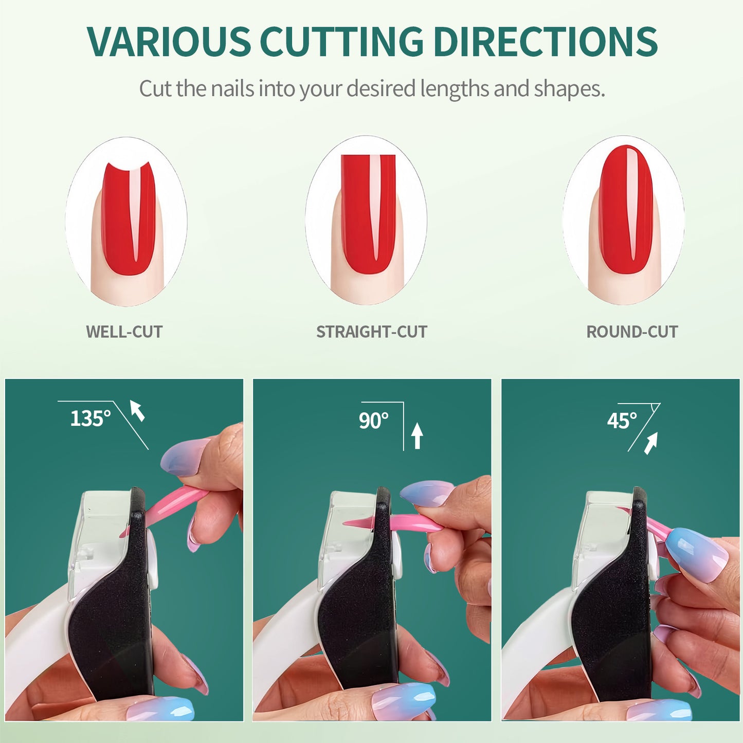 Nailpop Nail Clippers for Acrylic Nails Cutter False Nail Tips Clipper Stainless Steel Blade Manicure for Salon Home Nail Art