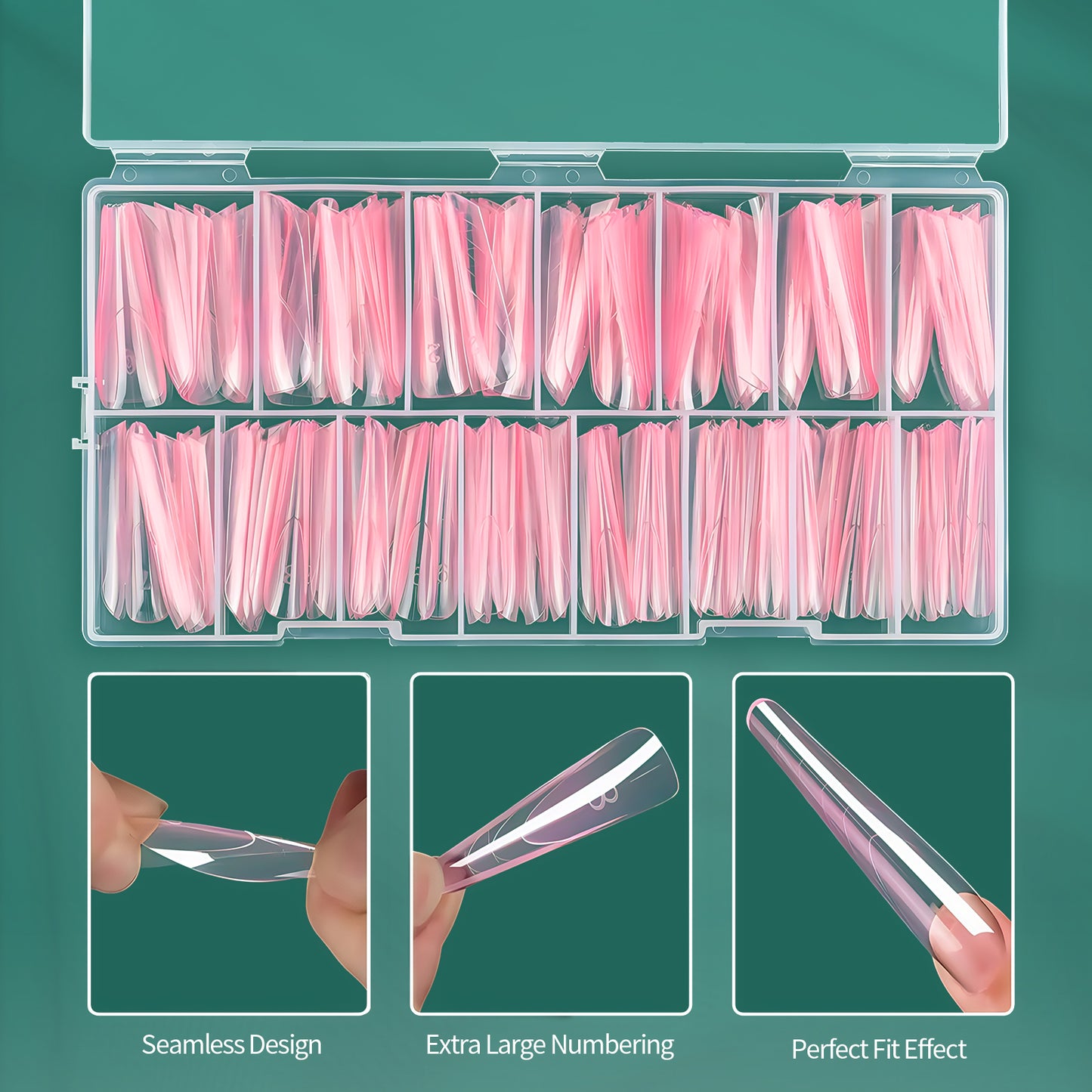 Nailpop French Nail Dual Forms 150 Pcs for Poly Gel Nail Extensions 15 Sizes Large Number Markings Perfect for French Manicure