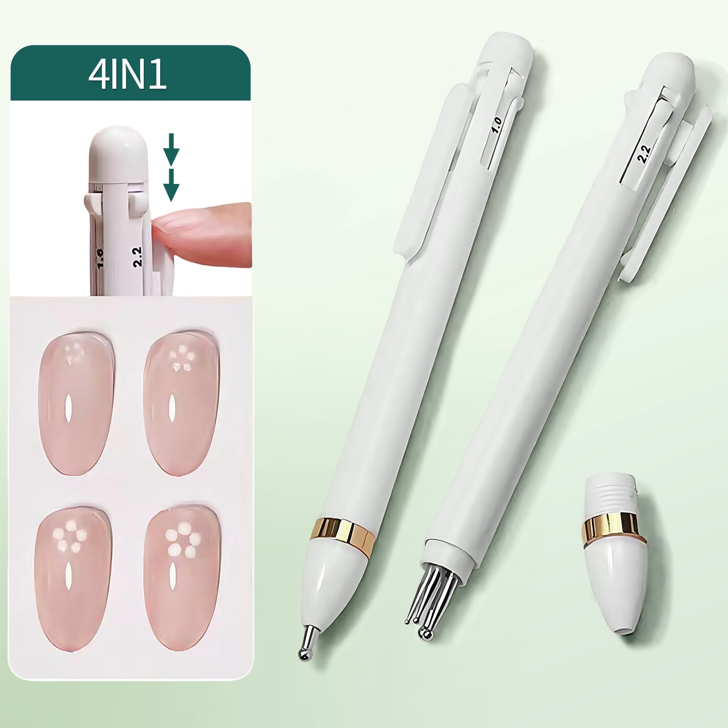 Nailpop Ballpoint Pen Dotting Tools 4-IN-1 for Rhinestone Precision for Manicure DIY Drawing Painting Nail Point Diamond Pen