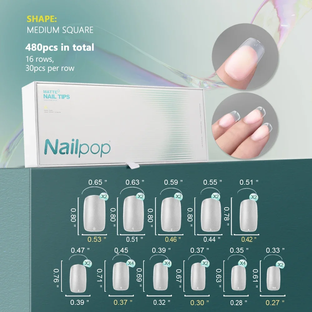 Soft Nail Tips Full Matte Short Coffin Fake Tips with Box for Soak Off Nail Extension 480pcs OEM ODM