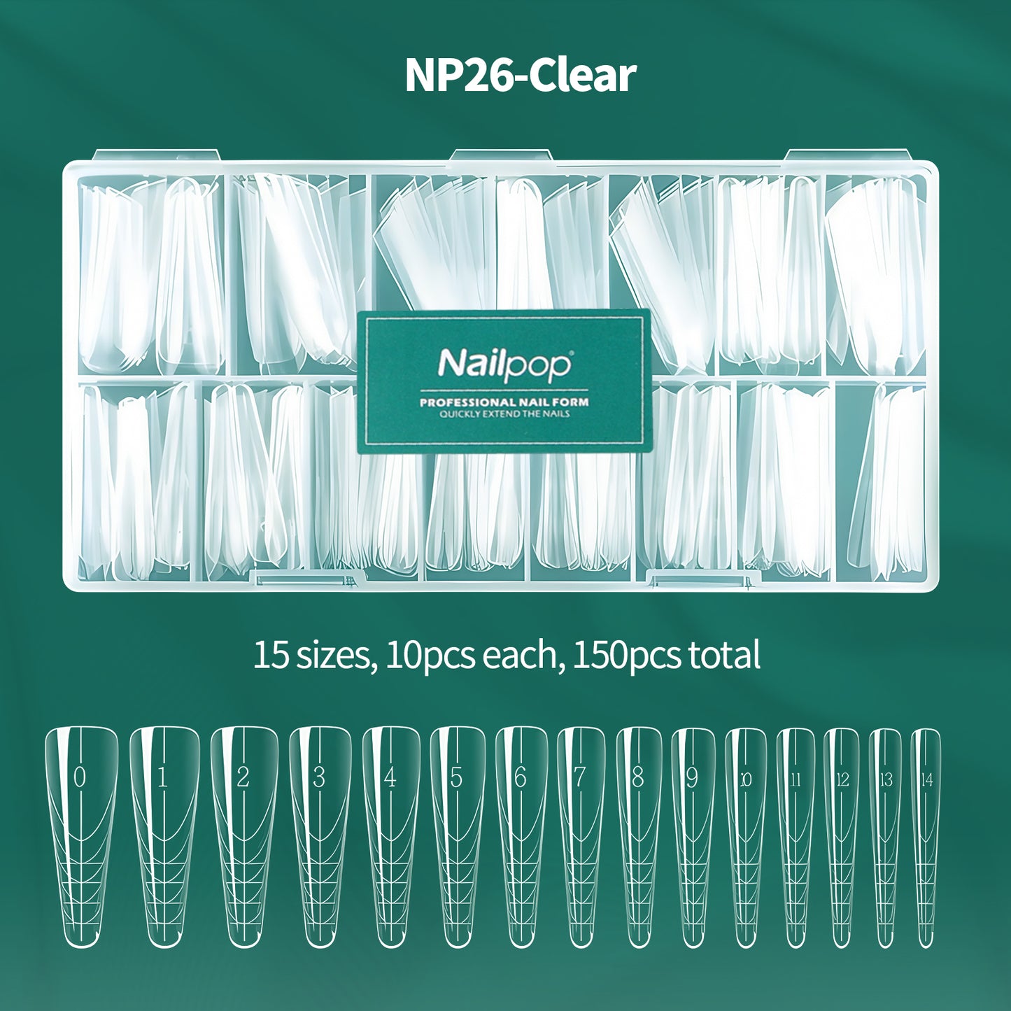 Nailpop French Nail Dual Forms 150 Pcs for Poly Gel Nail Extensions 15 Sizes Large Number Markings Perfect for French Manicure