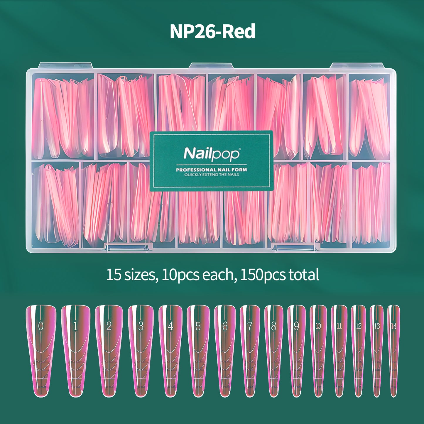 Nailpop French Nail Dual Forms 150 Pcs for Poly Gel Nail Extensions 15 Sizes Large Number Markings Perfect for French Manicure