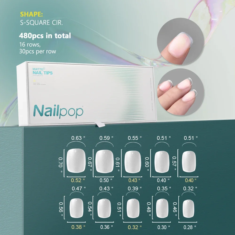 Soft Nail Tips Full Matte Short Coffin Fake Tips with Box for Soak Off Nail Extension 480pcs OEM ODM