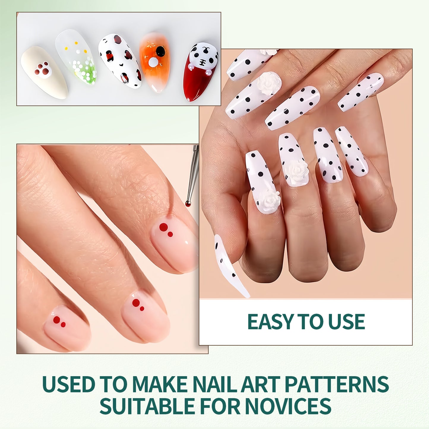 Nailpop Ballpoint Pen Dotting Tools 4-IN-1 for Rhinestone Precision for Manicure DIY Drawing Painting Nail Point Diamond Pen