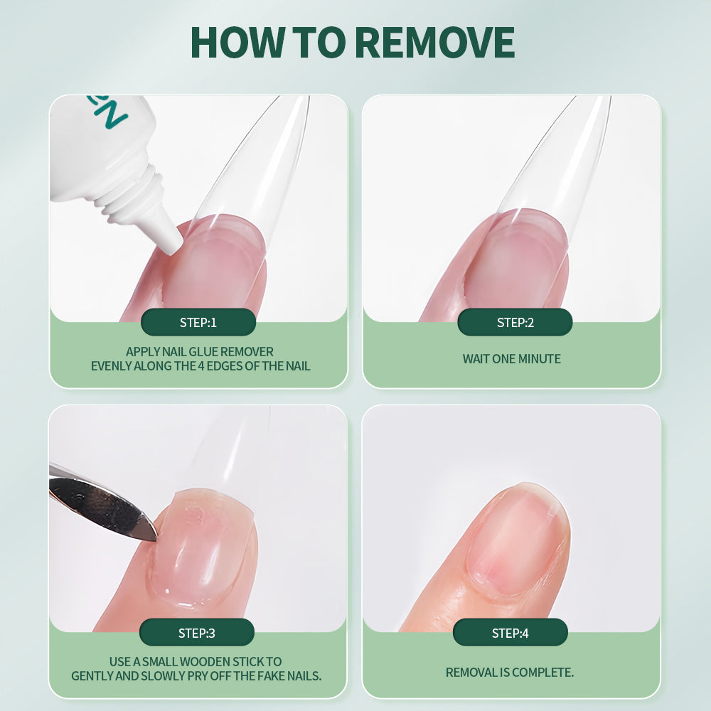 Quick Drying Solid Nail Glue with Remover for Press On Nails Tips No Need for UV Lamp Long Lasting Fake Nails Glue Kit