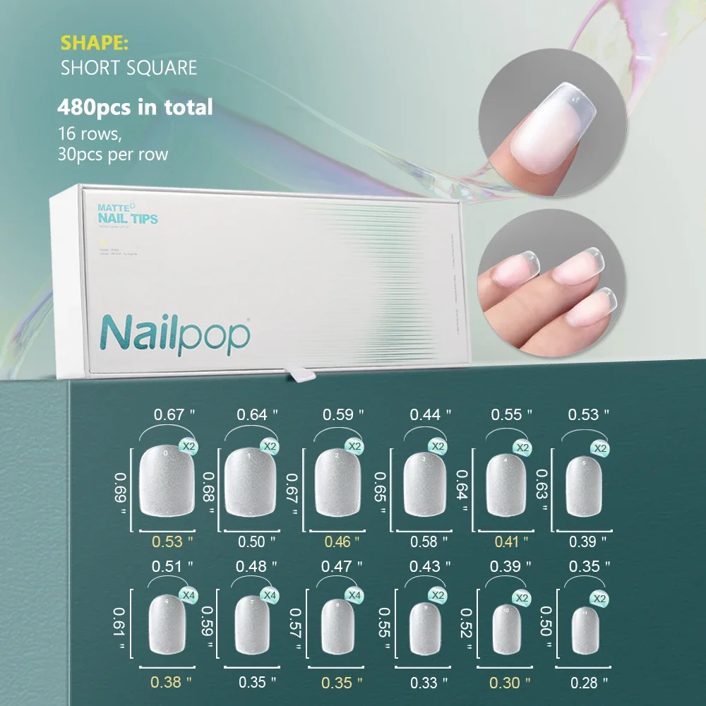 Soft Nail Tips Full Matte Short Coffin Fake Tips with Box for Soak Off Nail Extension 480pcs OEM ODM