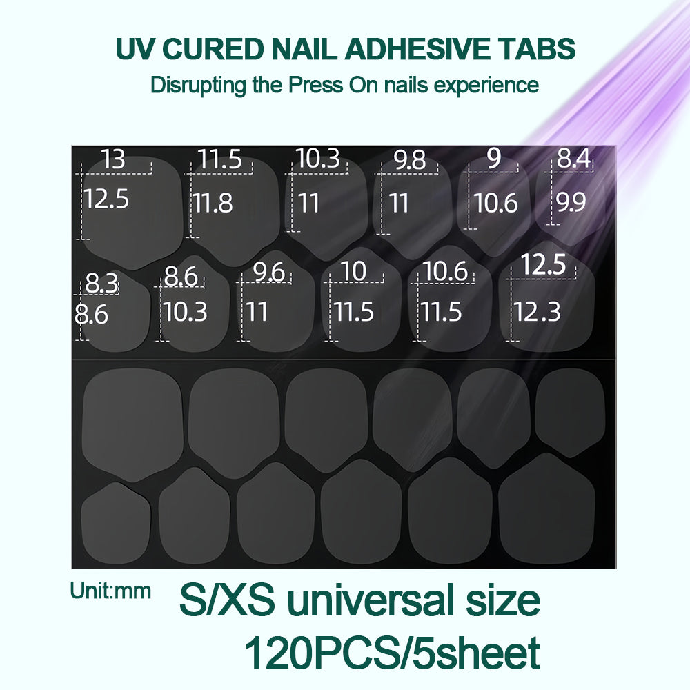 Nailpop UV Cured Nail Adhesive Tabs 10 Sheets Super Sticky & Breathable Double Sided Jelly Nail Glue Tabs for Fake Nails 240PCS