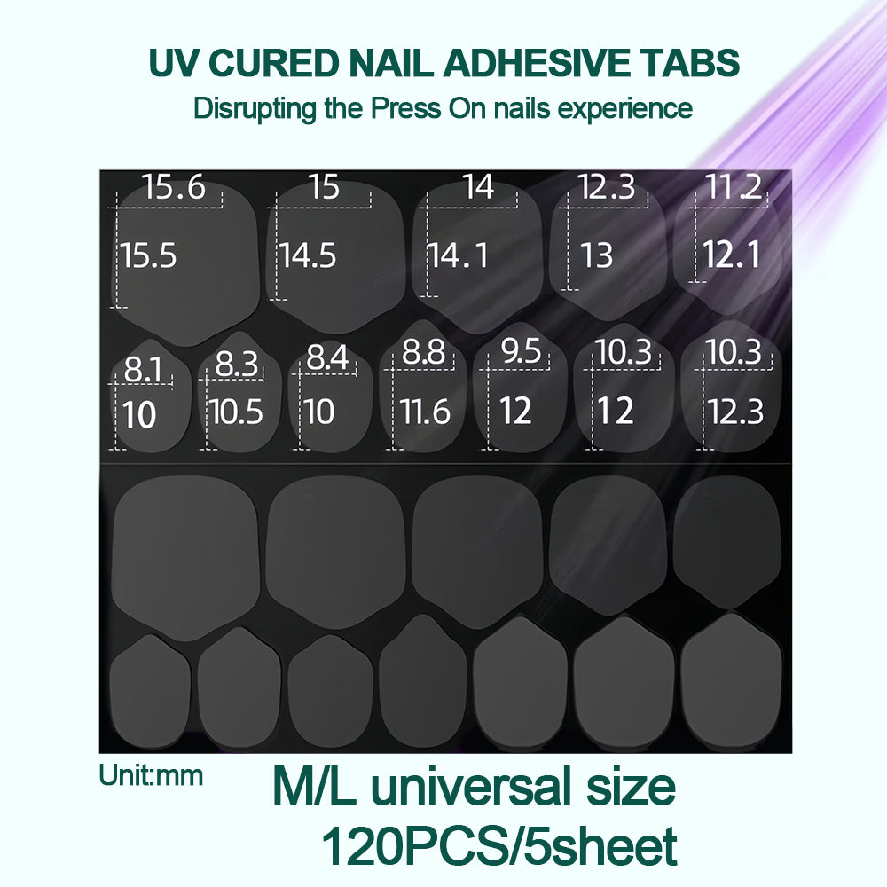 Nailpop UV Cured Nail Adhesive Tabs 10 Sheets Super Sticky & Breathable Double Sided Jelly Nail Glue Tabs for Fake Nails 240PCS