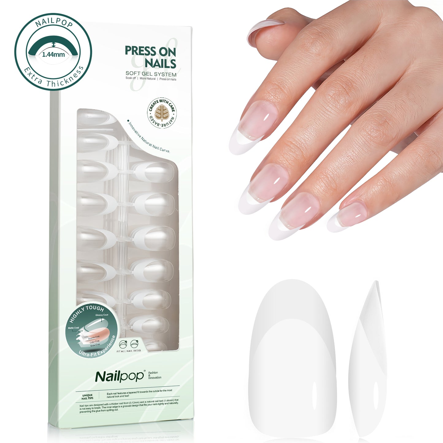 Nailpop 140pcs Multi-Colors French Press on Nails Clear Nude Pink Soft Fake Nails Full Cover Nail Extension Tips for Home DIY