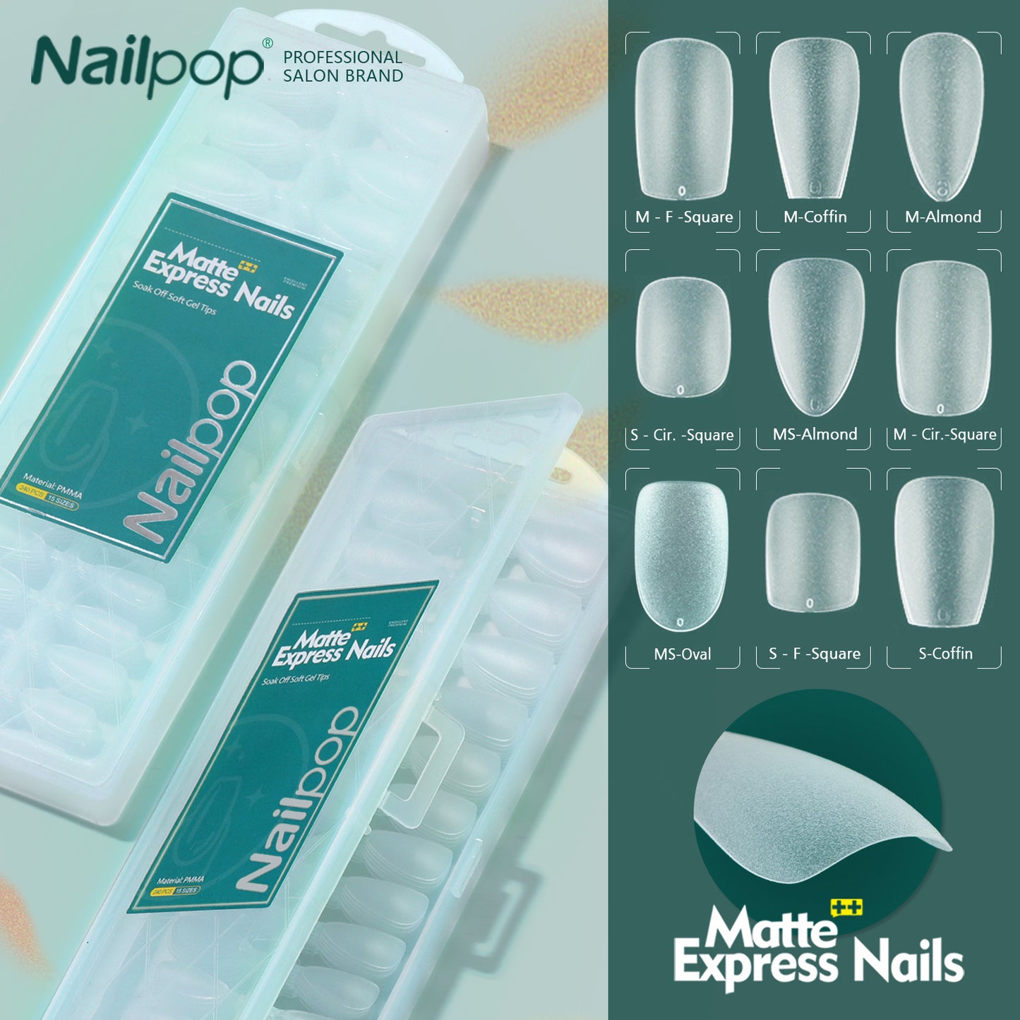 Matte False Soft Nail Tips No Buffing Needed High Quality Durable Nail Extensions for Salon and DIY Nail Art 240pcs Box