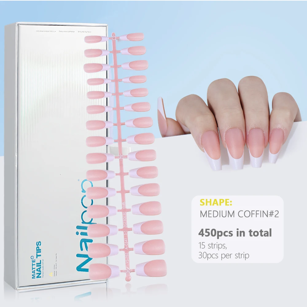 Press on Nails Gel Nail Tips 450PCS Pre-Colored Soft Gel X Almond Fake Nails with Designs DIY Nail Extensions