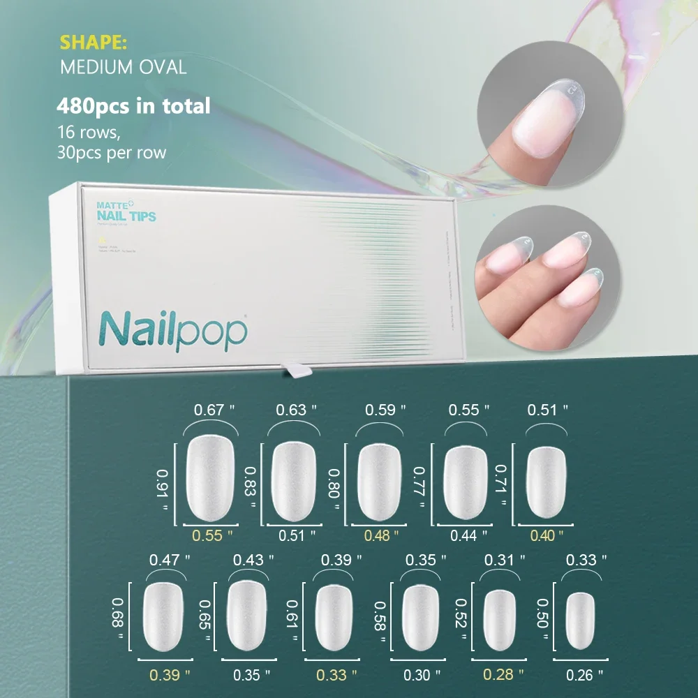 Soft Nail Tips Full Matte&nbsp; Short Coffin Fake Tips with Box for Soak Off Nail Extension 480pcs OEM ODM