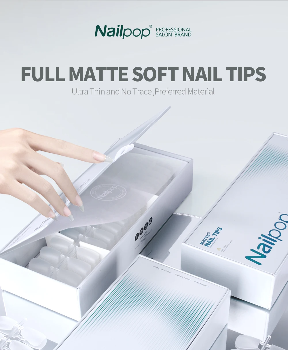 Soft Nail Tips Full Matte&nbsp; Short Coffin Fake Tips with Box for Soak Off Nail Extension 480pcs OEM ODM