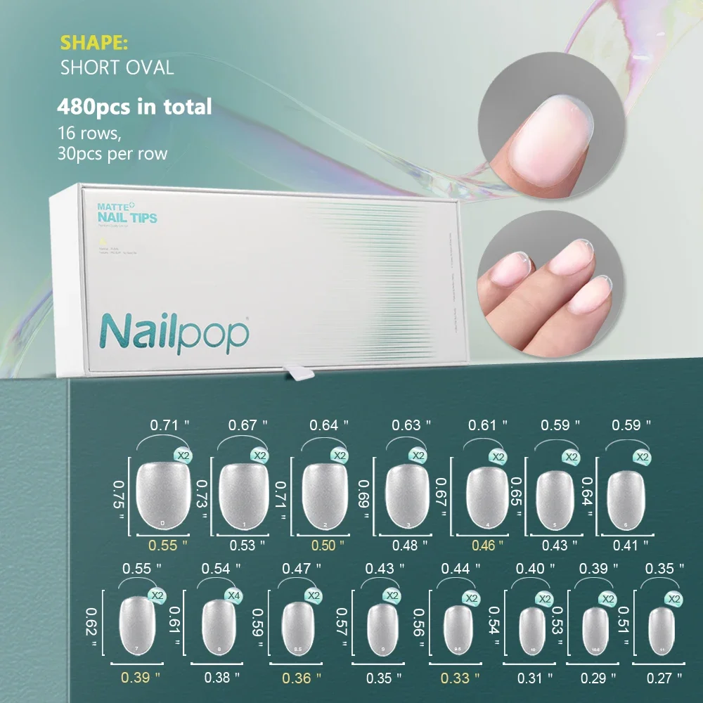 Soft Nail Tips Full Matte&nbsp; Short Coffin Fake Tips with Box for Soak Off Nail Extension 480pcs OEM ODM