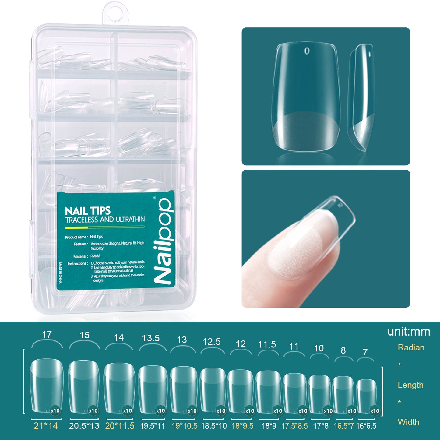 Soft Gel Tips for Nails Acrylic Material Short Medium Length Artificial Nail Capsule Accessories and Tools 120pcs/box