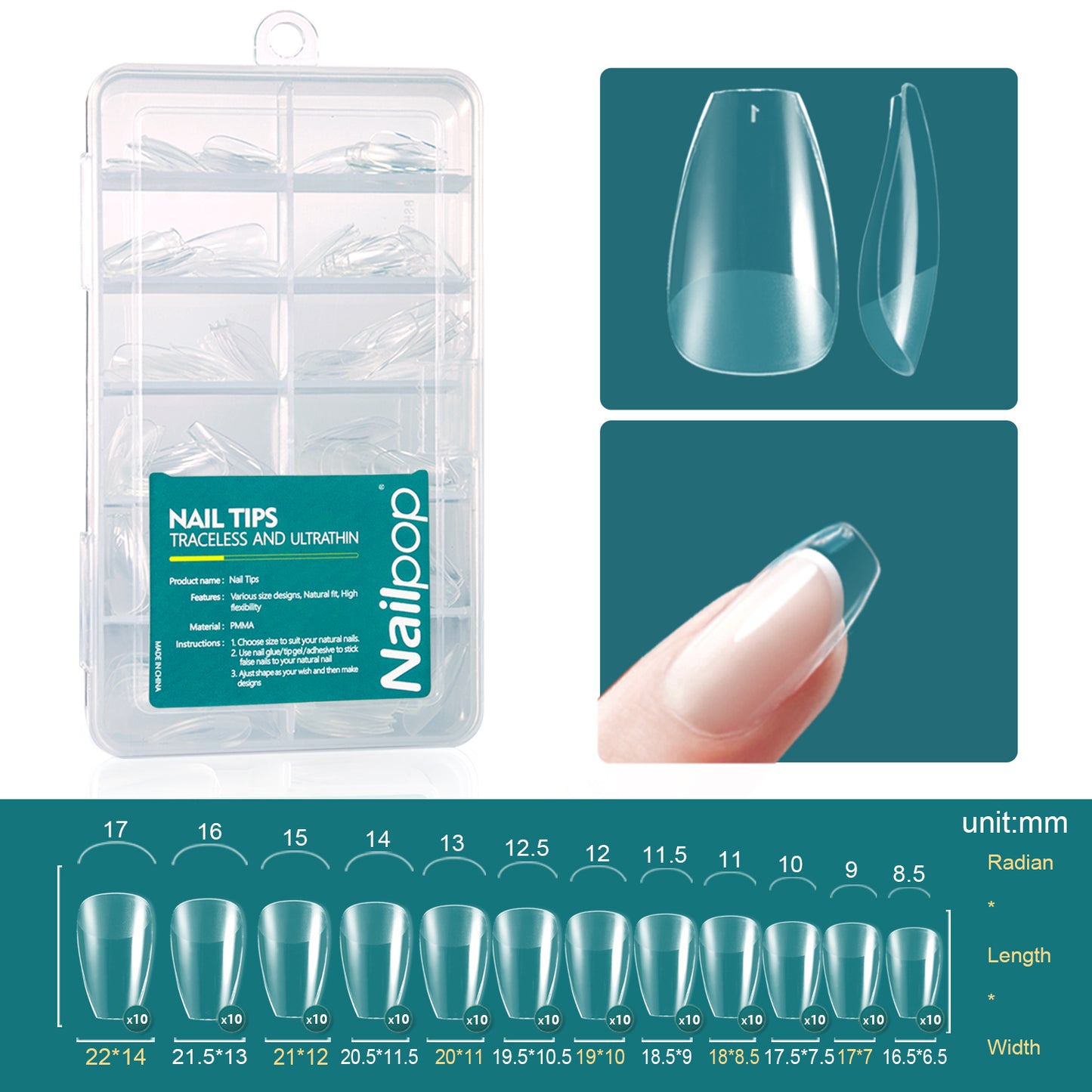 Soft Gel Tips for Nails Acrylic Material Short Medium Length Artificial Nail Capsule Accessories and Tools 120pcs/box