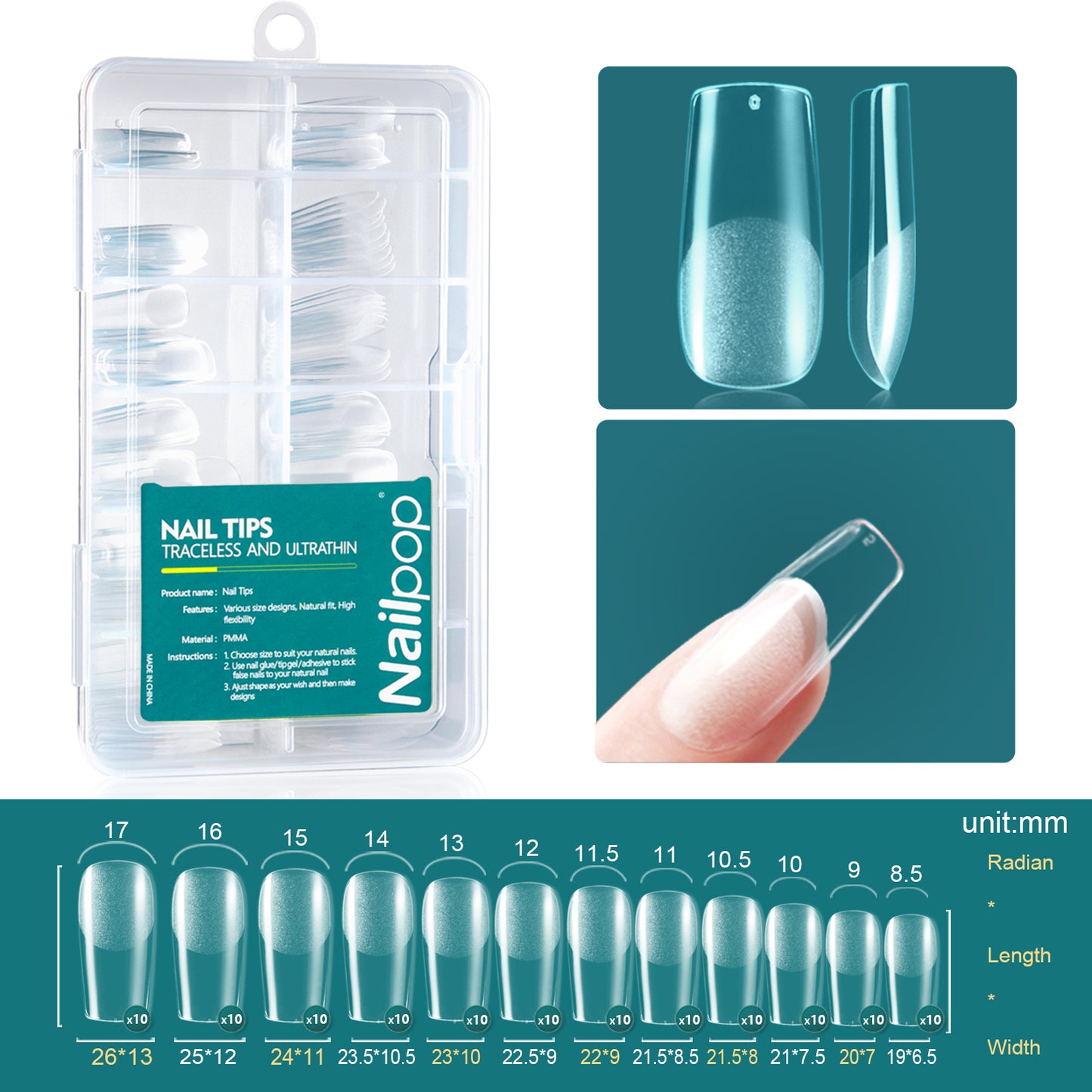 Soft Gel Tips for Nails Acrylic Material Short Medium Length Artificial Nail Capsule Accessories and Tools 120pcs/box