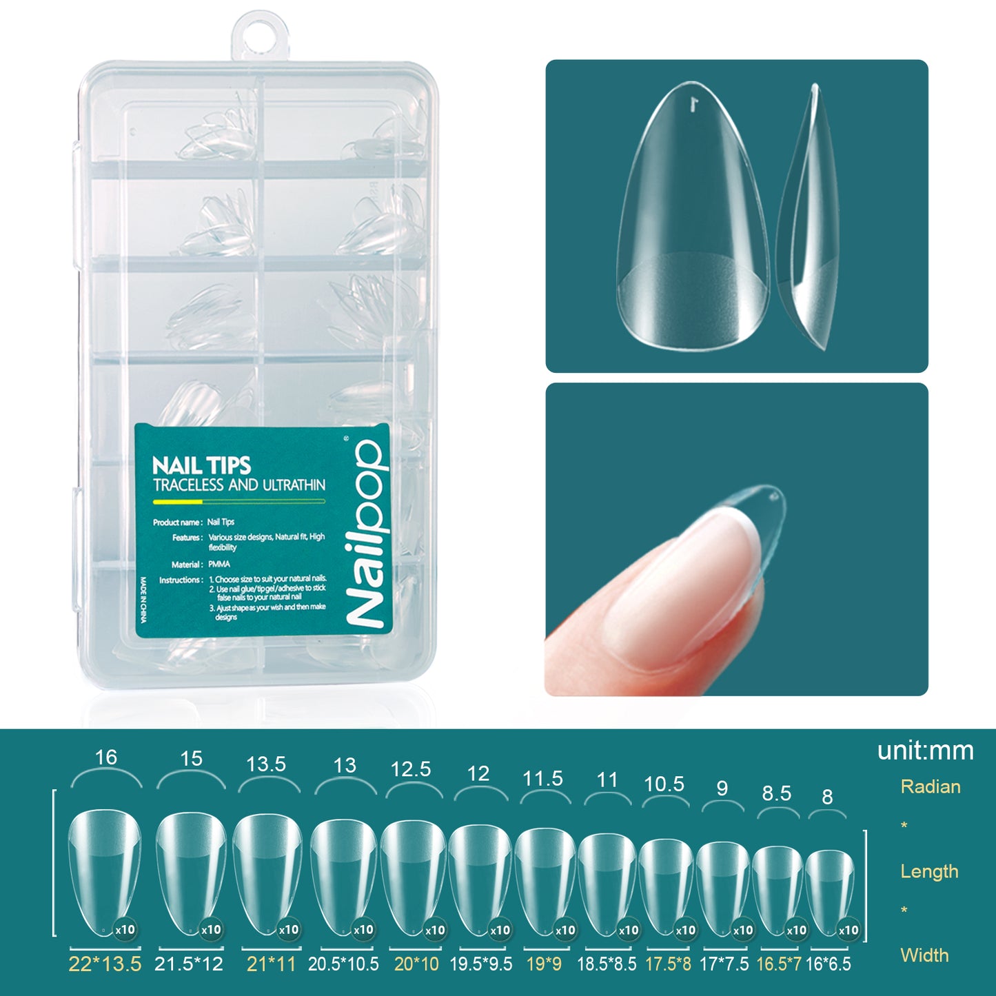 Soft Gel Tips for Nails Acrylic Material Short Medium Length Artificial Nail Capsule Accessories and Tools 120pcs/box