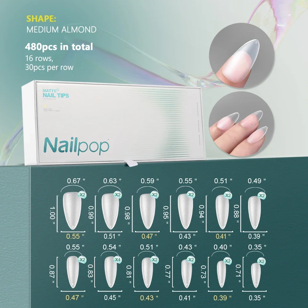 Soft Nail Tips Full Matte&nbsp; Short Coffin Fake Tips with Box for Soak Off Nail Extension 480pcs OEM ODM