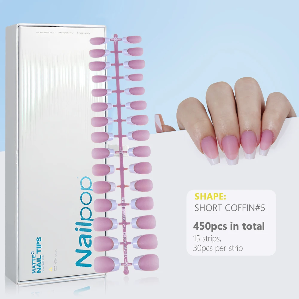 Press on Nails Gel Nail Tips 450PCS Pre-Colored Soft Gel X Almond Fake Nails with Designs DIY Nail Extensions