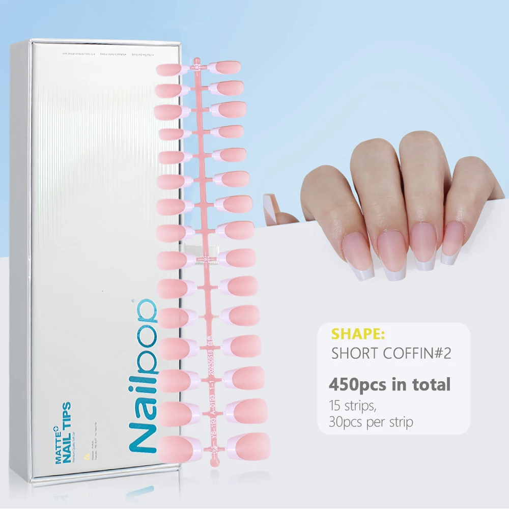 Press on Nails Gel Nail Tips 450PCS Pre-Colored Soft Gel X Almond Fake Nails with Designs DIY Nail Extensions