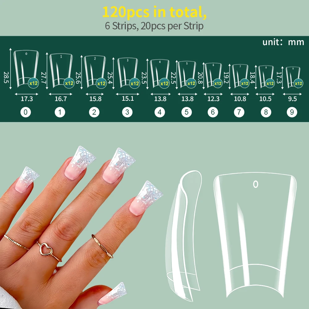 120pcs Duck Nail Tips for Acrylic Clear Nails Y2K Professional Half Cover C Curve Wide French False Nail Extension Tips&nbsp;