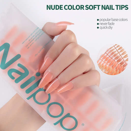 Nude Colorful Square Soft Gel Artificial Fingernails Press-on Coffin Almond Nail Extensions Body Glitter Acrylic Tips Colorful