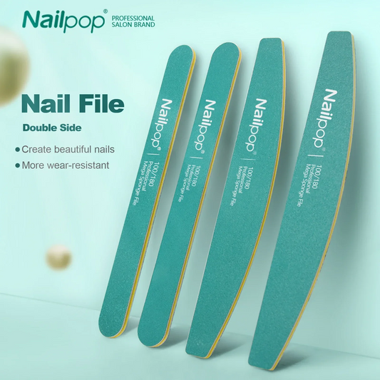 Professional Nail Files 100/180 Grit Halfmoon Polishing Grinding Manicure Pedicure At Home Nail Buffers for DIY