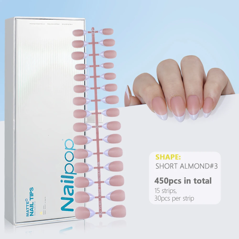 Press on Nails Gel Nail Tips 450PCS Pre-Colored Soft Gel X Almond Fake Nails with Designs DIY Nail Extensions