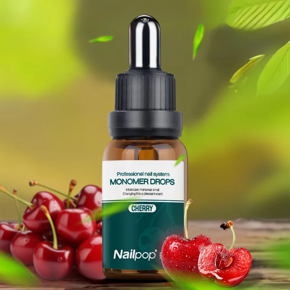 Monomer Drops Cherry/Coffee Scent Odor Out Drops Easy to Apply Acrylic Liquid Neutralizer for Extensions and Acrylics