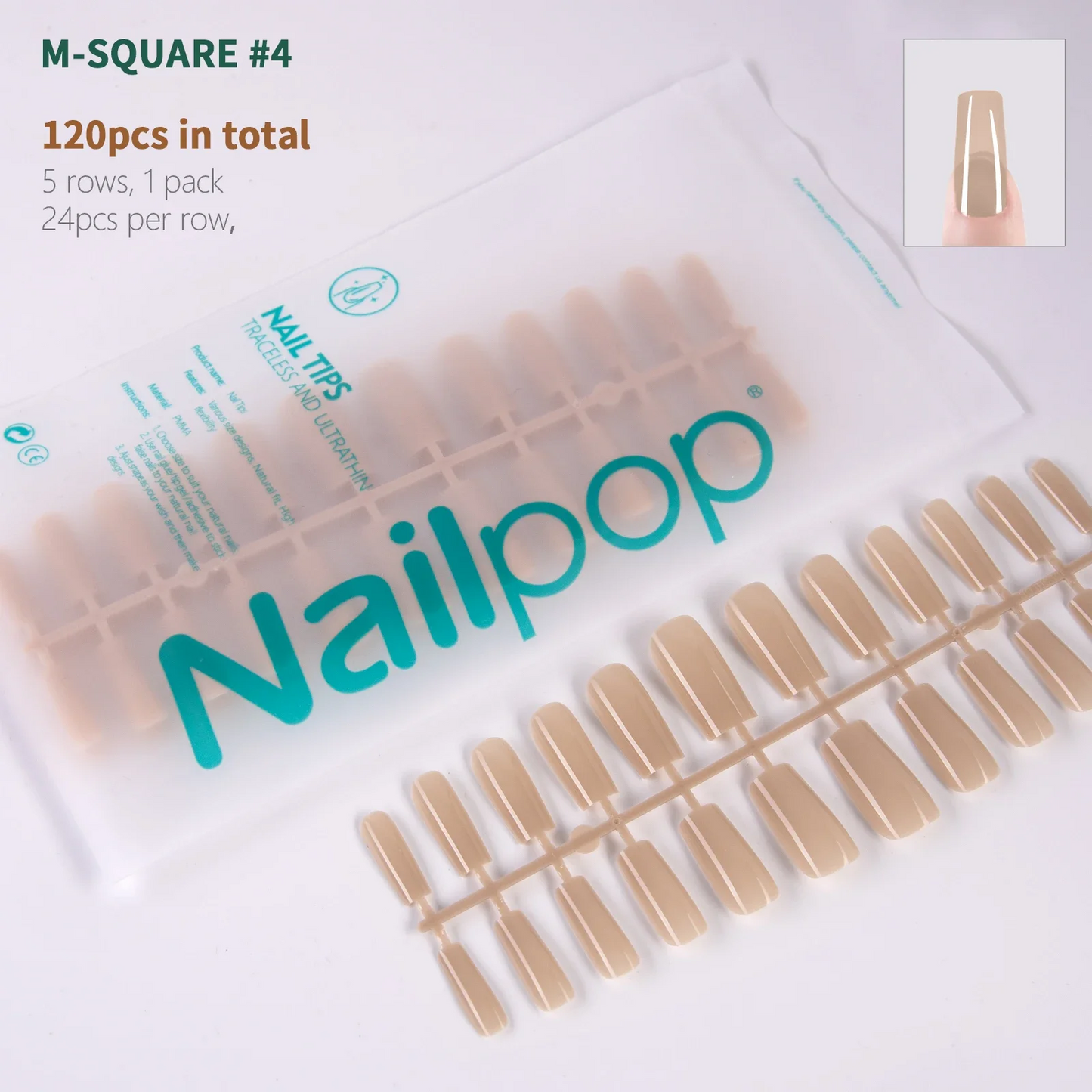 Nude Colorful Square Soft Gel Artificial Fingernails Press-on Coffin Almond Nail Extensions Body Glitter Acrylic Tips Colorful