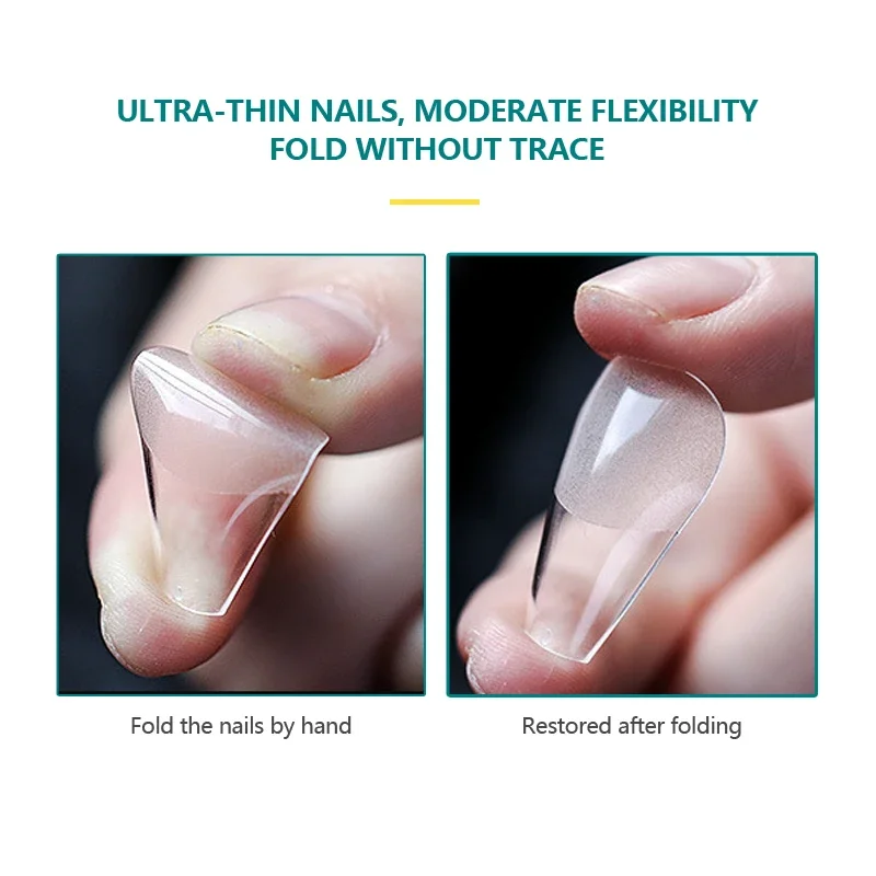 7Bags Soft Gel Fake Nail Tips Short Coffin Almond Square False Nails Acrylic Pre-Filed for Nail Extension Home DIY Art