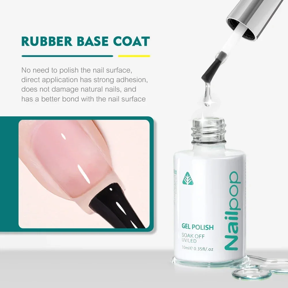 10ml Rubber Base Gel Top Coat Soak Off UV LED Gel Polish Nail Art Degisn Clear Long Lasting Varnish Nail Function Gel