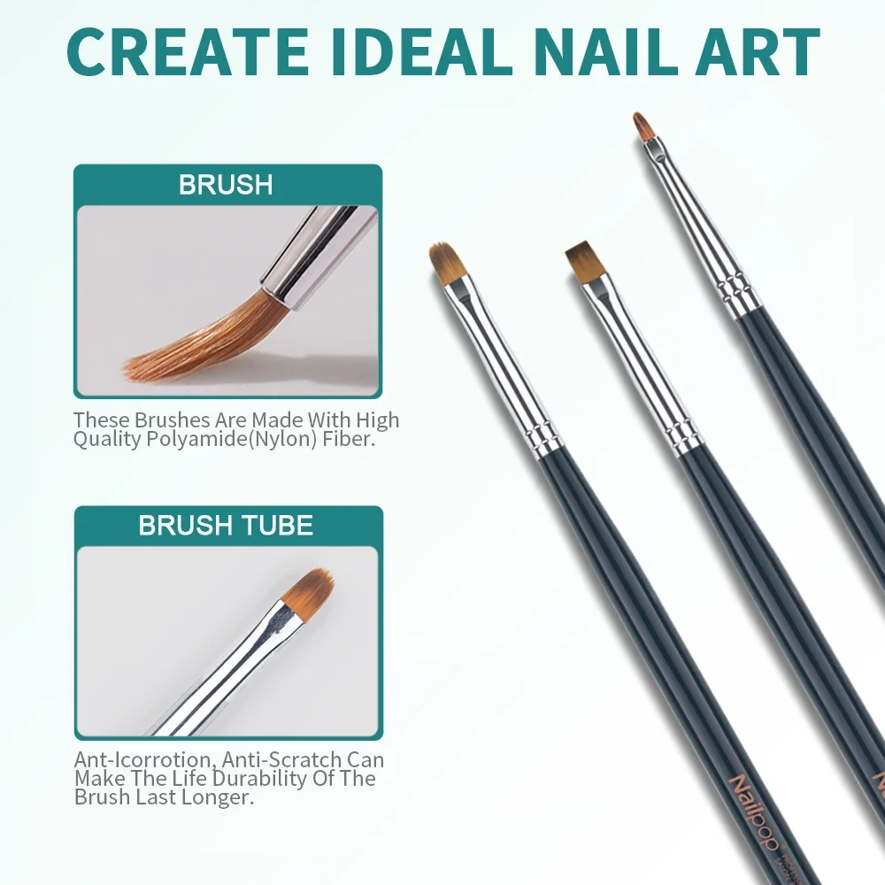 Nail Brush For Manicure Wood Handle Gel Builder Nail Art Brush Drawing Pen UV Polish Painting Carving Dotting Size 6-12