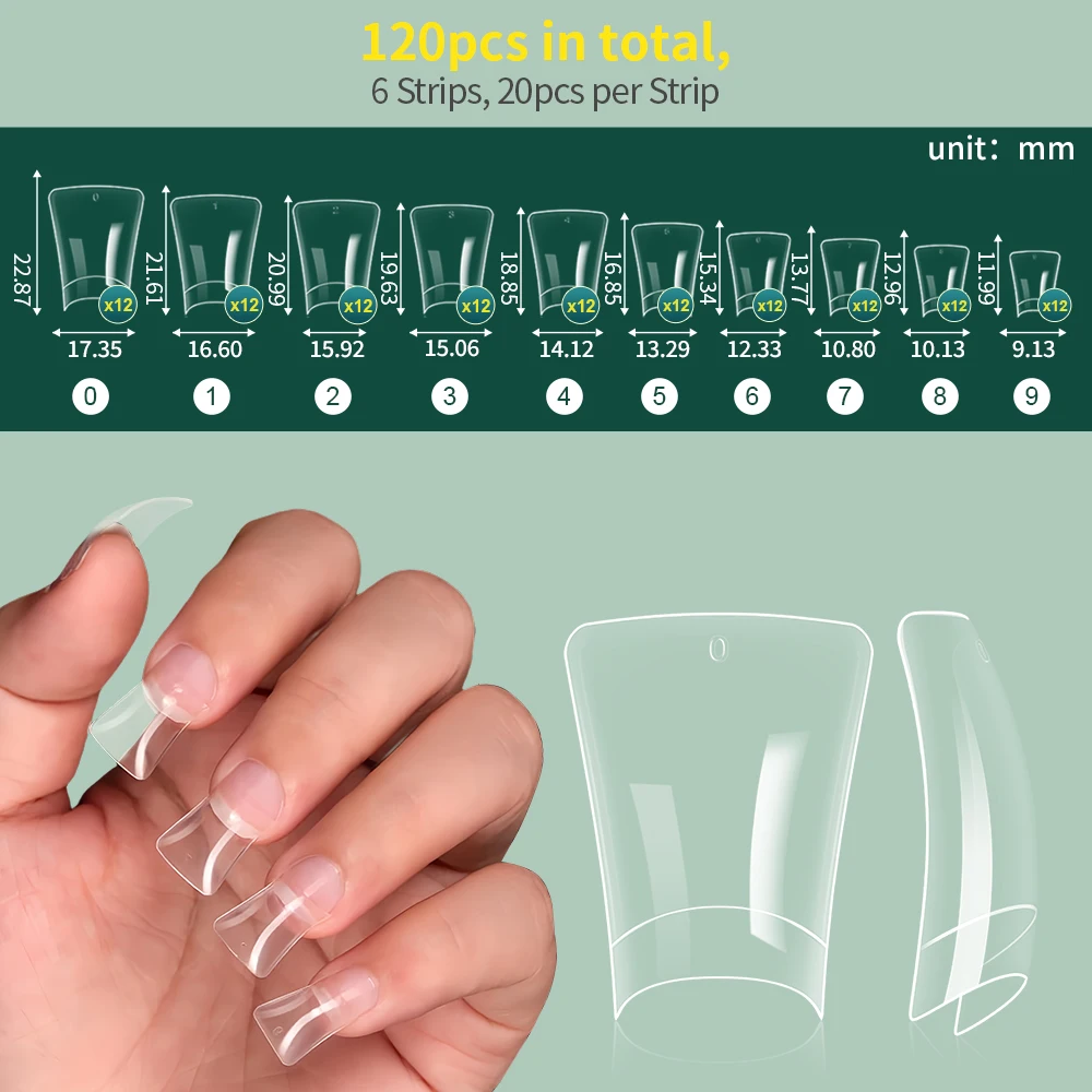 120pcs Duck Nail Tips for Acrylic Clear Nails Y2K Professional Half Cover C Curve Wide French False Nail Extension Tips&nbsp;