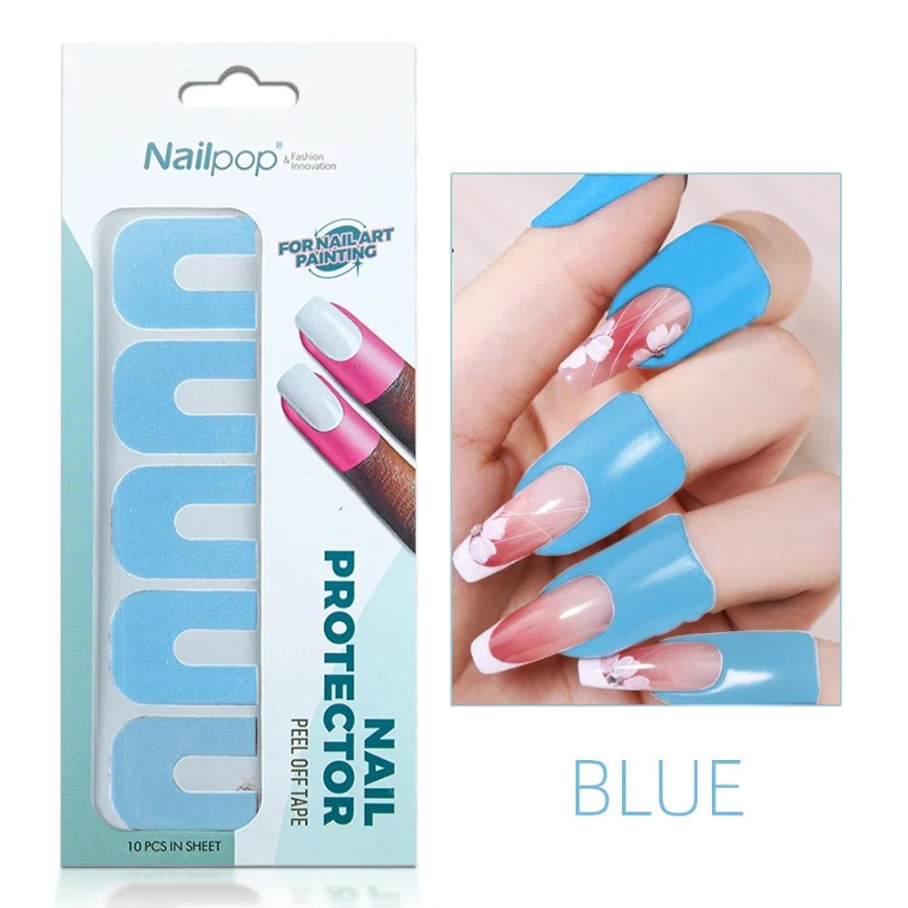 5pcs U-shape Nail Polish Protector Stickers Spill-proof Paint Varnish Peel off Tape Finger Nail Art Creative Manicure