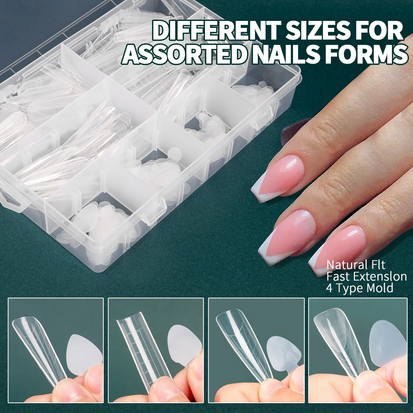 Quick Building Mold Nail Kit Dual Forms Nail Extension System With Silicone Mould Stickers For Top Form Nails Art Tool